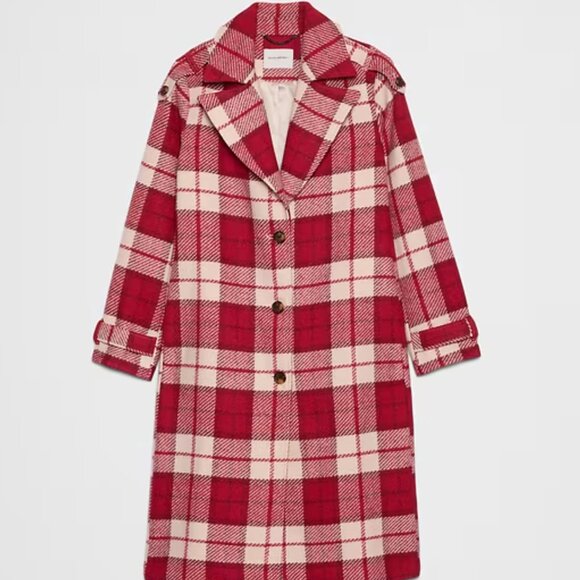 Gorgeous Red Plaid Banana Republic Factory Coat- Size M - Picture 4 of 8